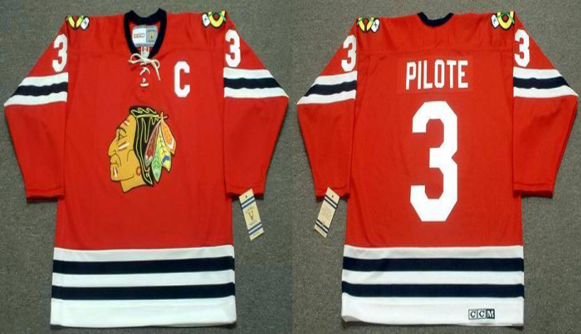 2019 Men Chicago Blackhawks #3 Pilote red CCM NHL jerseys